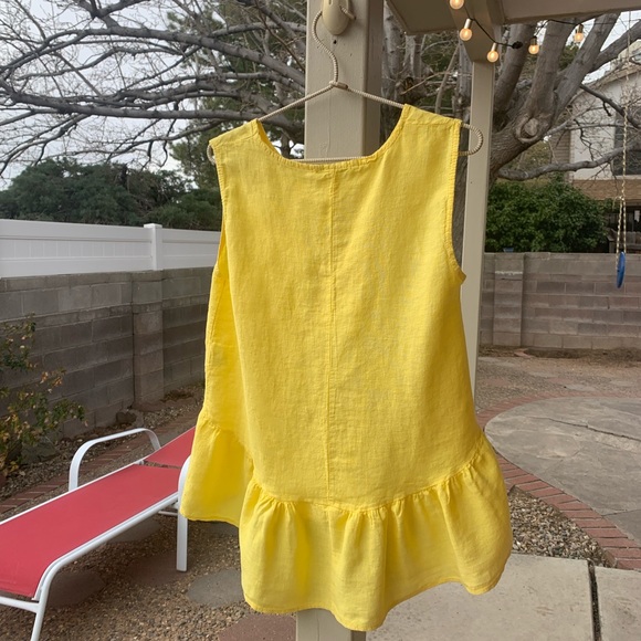 Francesca Bettini yellow 100% linen peplum sleeveless top size M - Picture 3 of 12